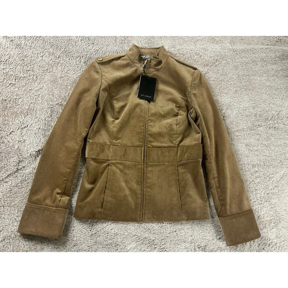 St John Knits Sport Corduroy Fabric Jacket Caramel Size P NWT MSRP $900 - Picture 4 of 16